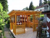 obr. 9 - pergola Hobby zastřešená u chaty | Pergola Hobby zastřešená 3x3 m