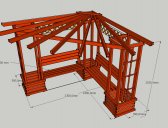 obr. 1 - základní provedení + koty | Rohové pergoly 2,3x2,3m