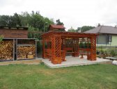 pergola Pohoda s krytinou - víc lavic | Pergola Pohoda bez houpačky, s krytinou