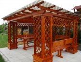 pergola Pohoda s krytinou - víc lavic | Pergola Pohoda bez houpačky, s krytinou